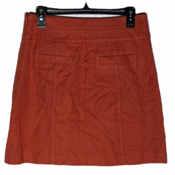 Anthropologie Idra Skirt Womens 6 Button Front Orange Mini A Line Cotton Acetate - Picture 2 of 4